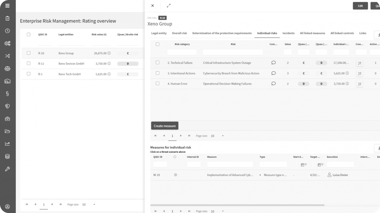 Screen of NEXIS platform handling enterprise and cyber risk