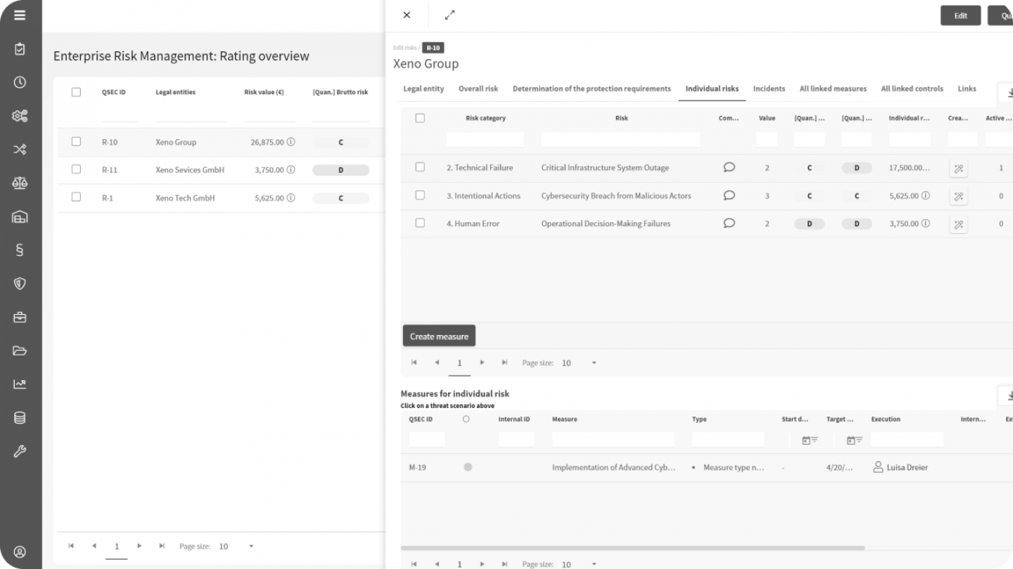 Screen of NEXIS platform handling enterprise and cyber risk